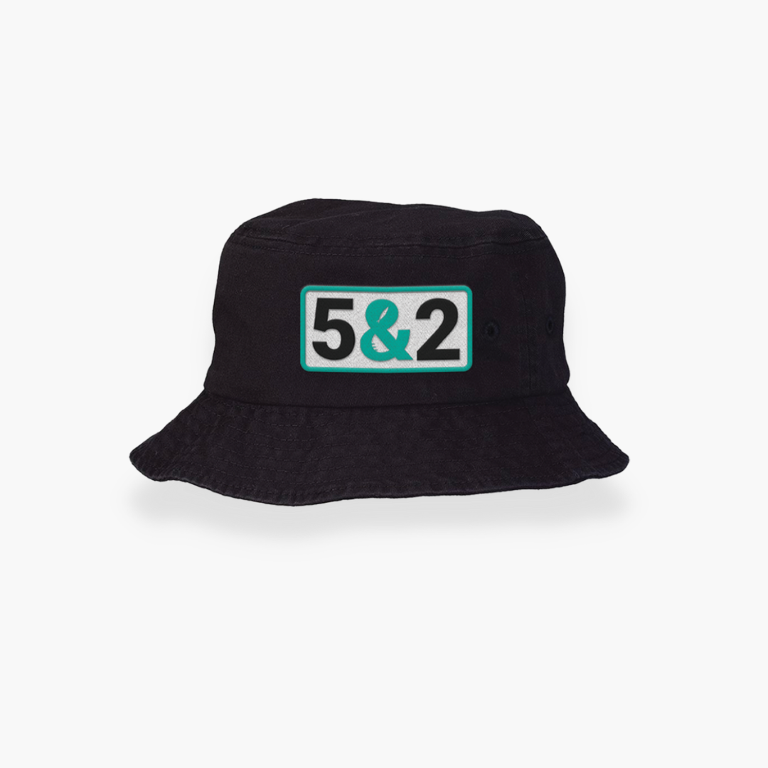 5 and 2 - Black - Patch - Bucket Hat