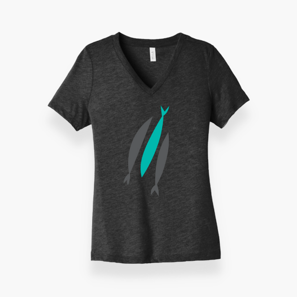 Three Fish T-Shirt Womens V-Neck