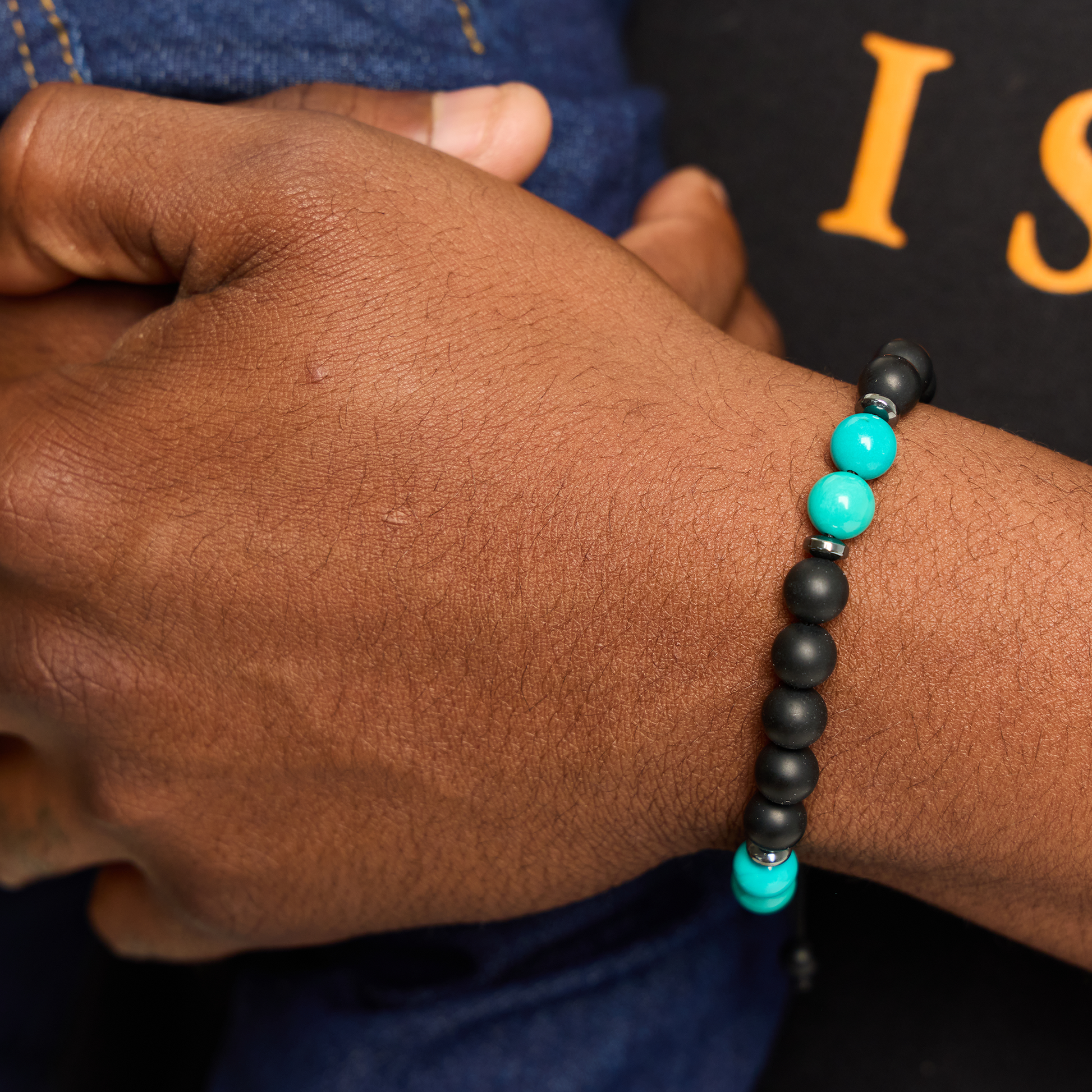 5 & 2 Teal/Black Unisex Bracelet