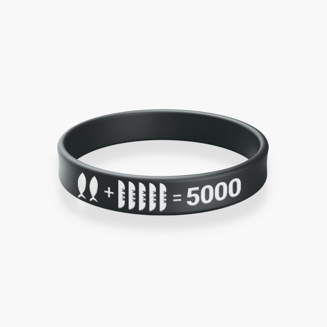 2+5=5000 Black Silicone Wristband