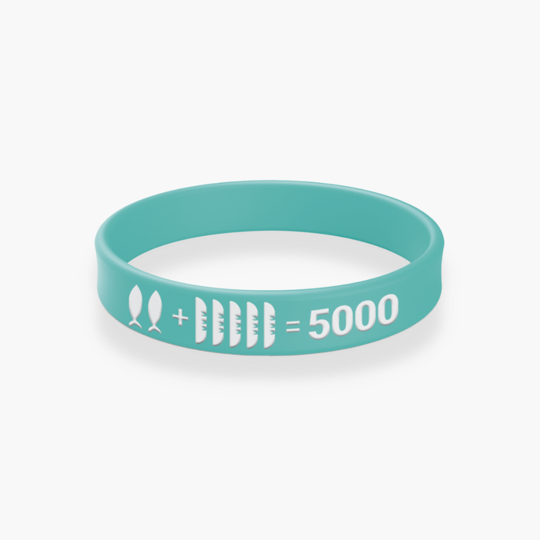 2+5=5000 Teal Silicone Wristband