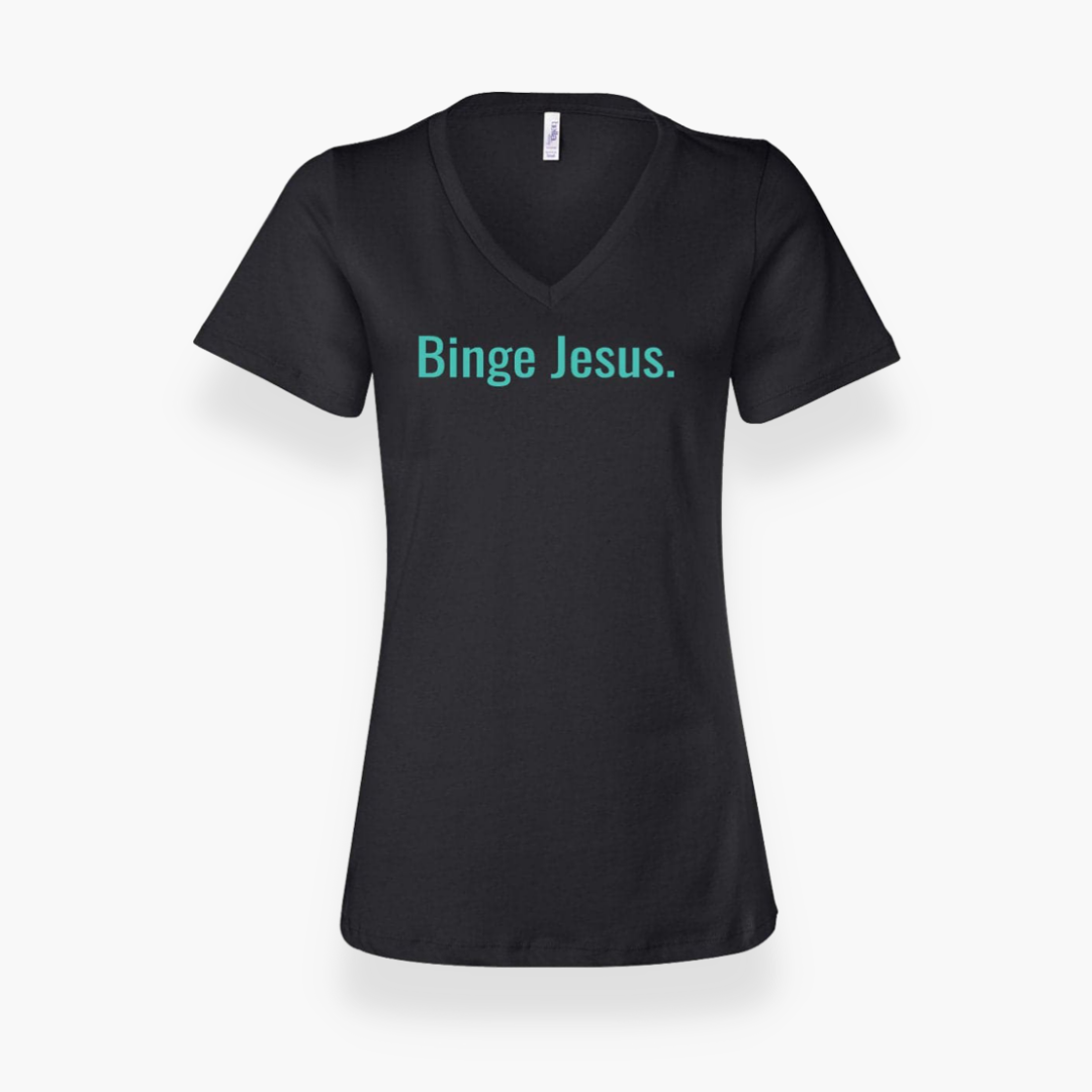 Binge Jesus Chosen T-Shirt Black - Women's Vneck