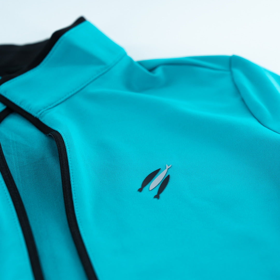 Women's Three Fish Teal + Black Full-Zip