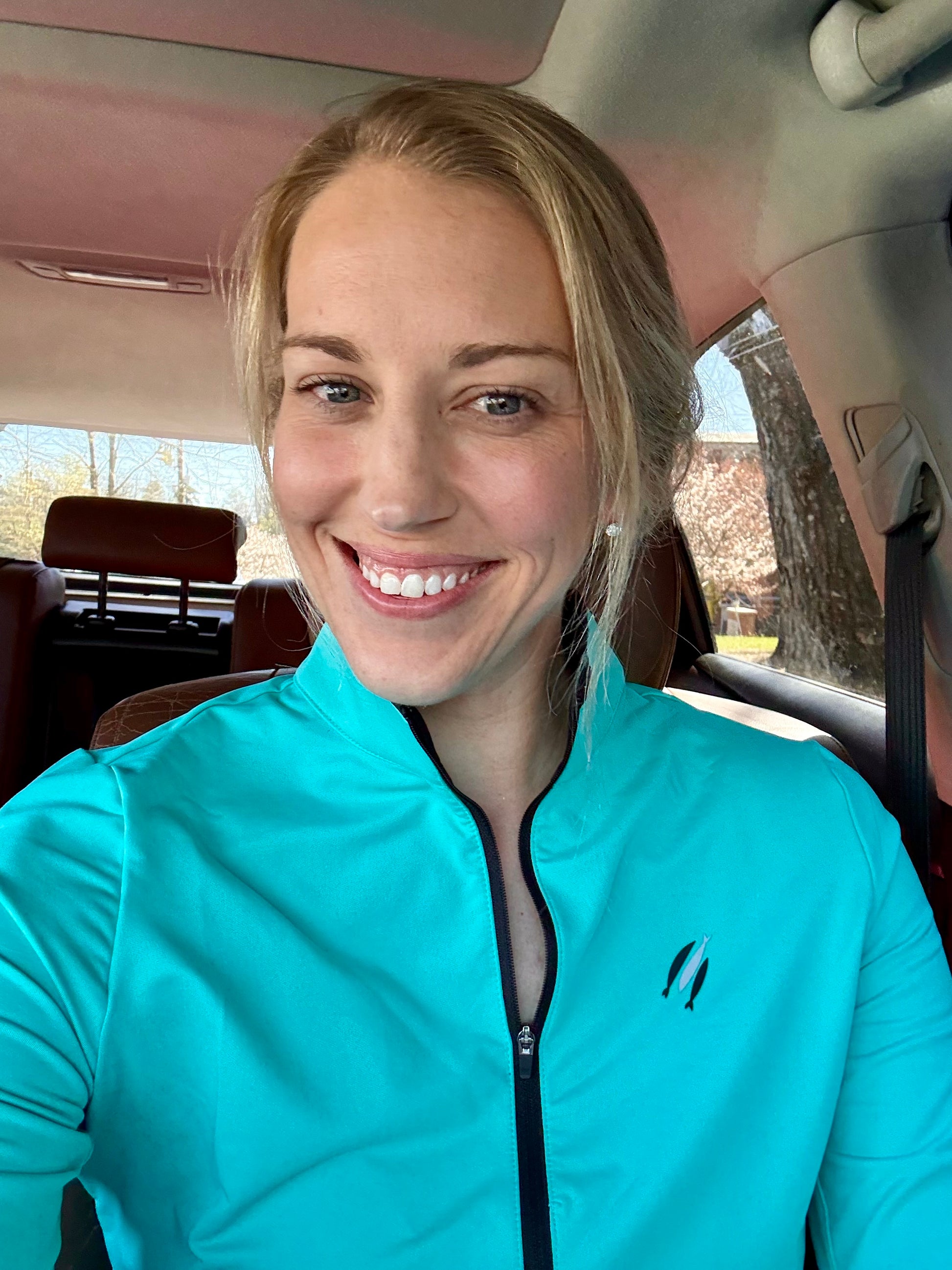Women's Three Fish Teal + Black Full-Zip