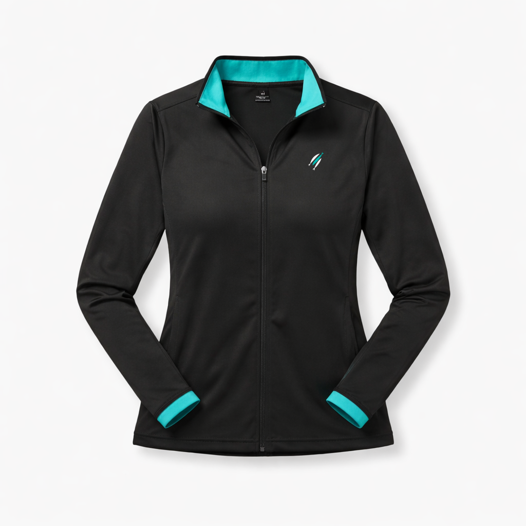 Women's Three Fish Teal + Black Full-Zip